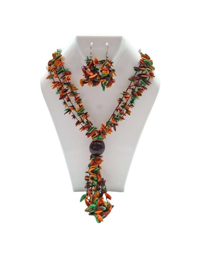 Collar + aretes melón colores de la tierra