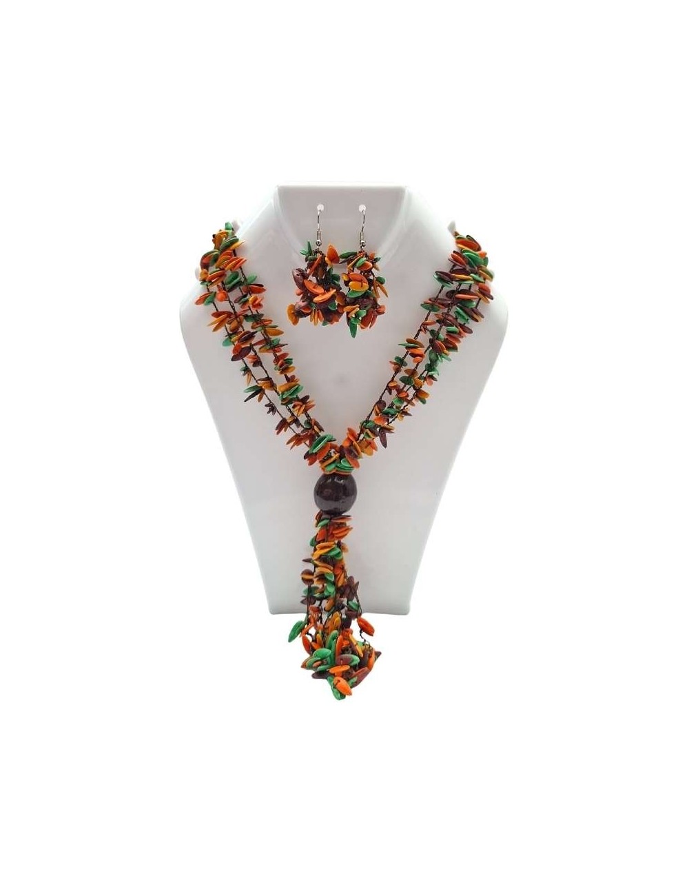 Collar + aretes melón colores de la tierra