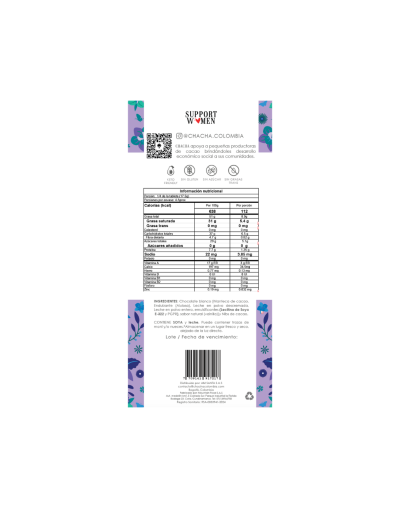 Chocolate Blanco con Nibs de cacao