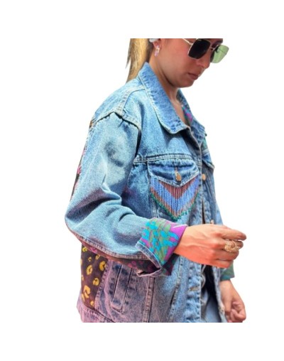 Chaqueta de jean pintada a mano