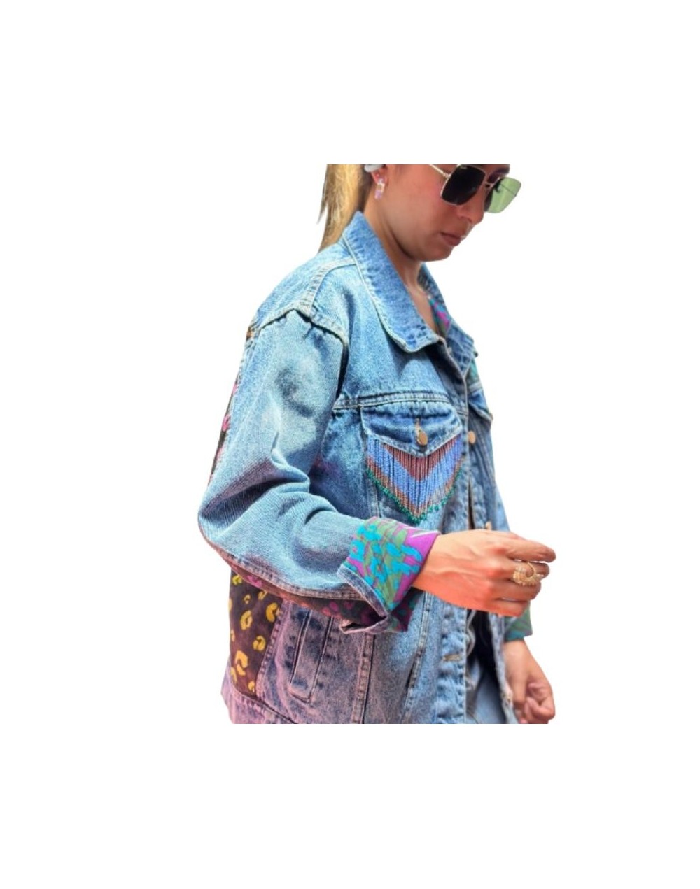 Chaqueta de jean pintada a mano