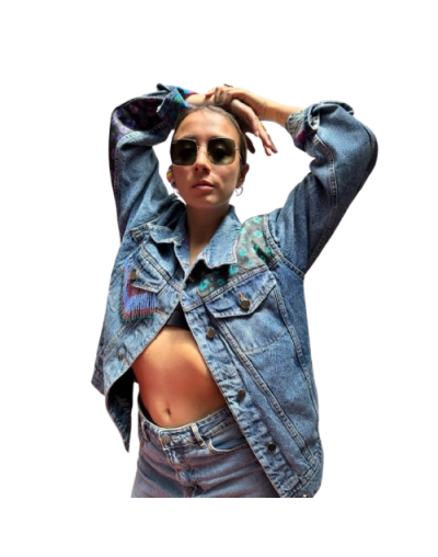 Chaqueta de jean pintada a mano