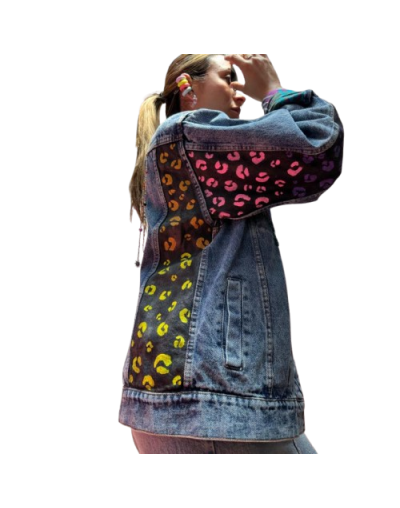 Chaqueta de jean pintada a mano