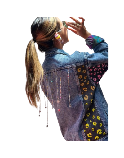 Chaqueta de jean pintada a mano