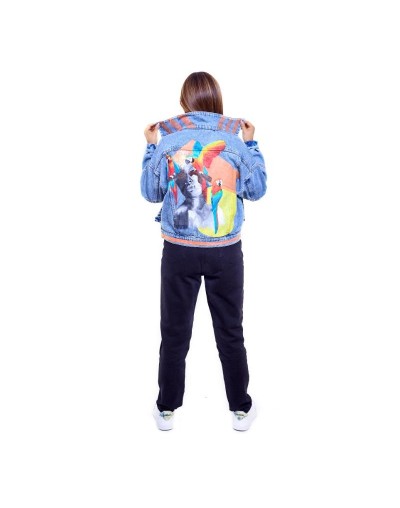 Chaqueta de jean pintada a mano