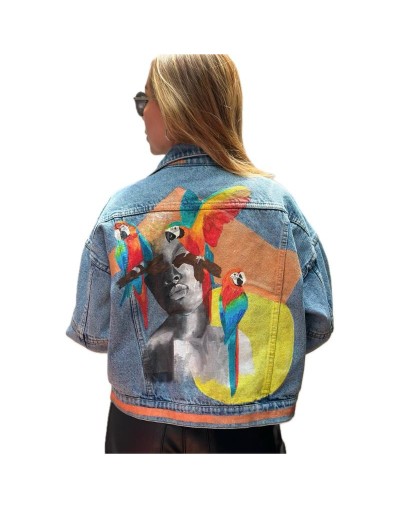 Chaqueta de jean pintada a mano