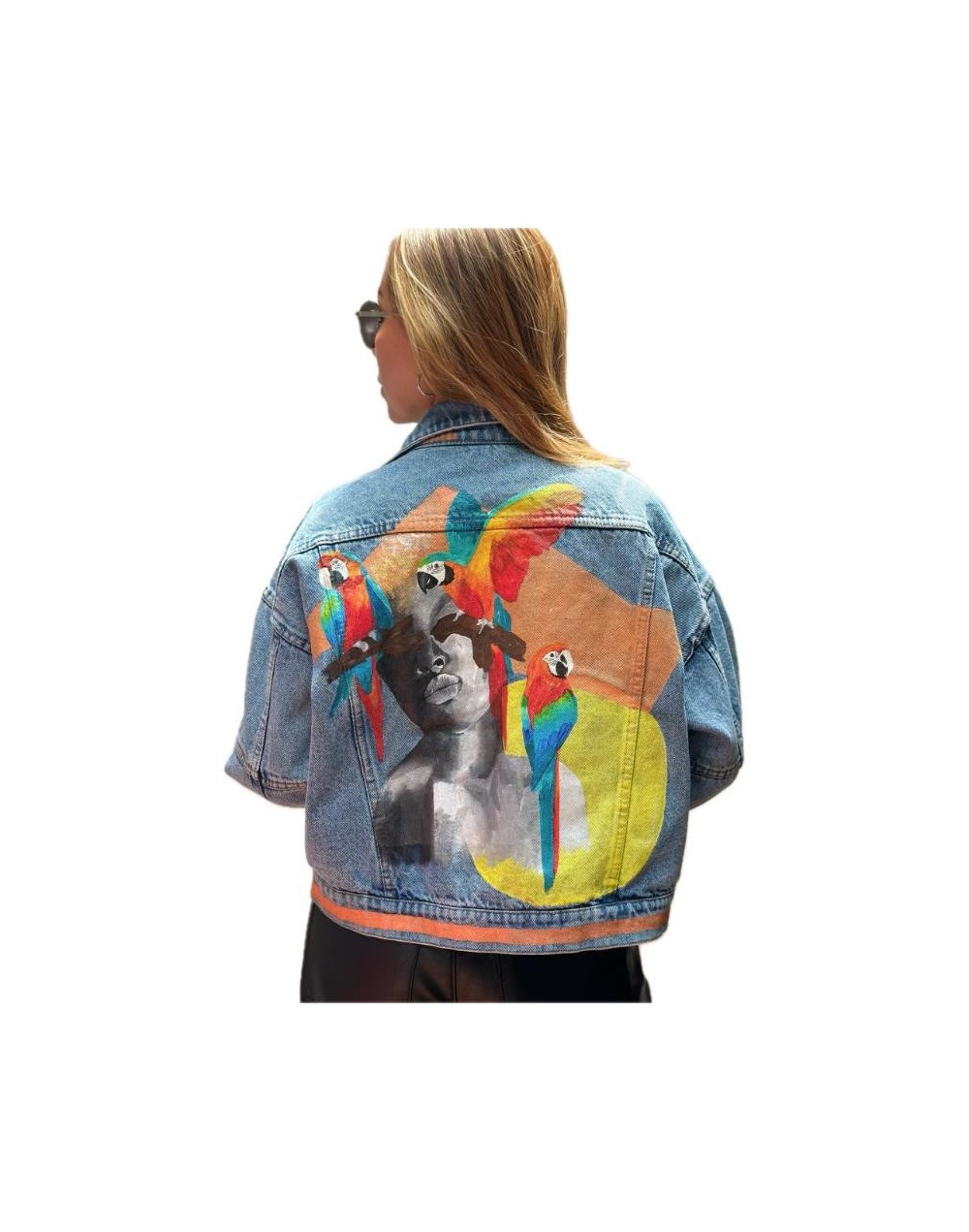 Chaqueta de jean pintada a mano