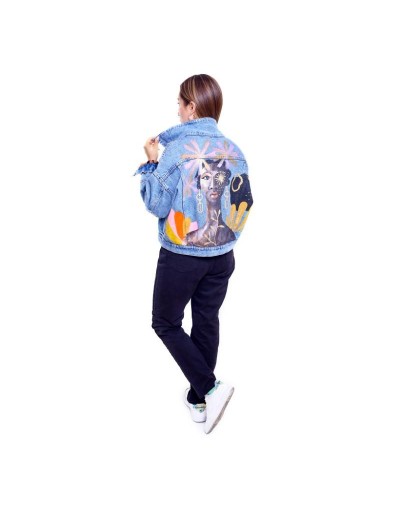 Chaqueta de jean pintada a mano