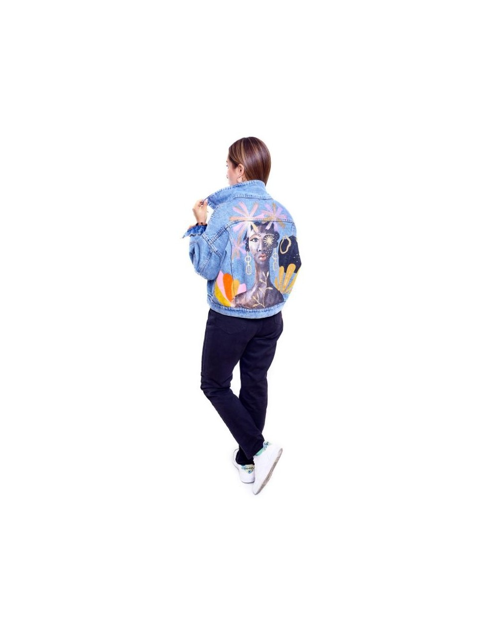 Chaqueta de jean pintada a mano