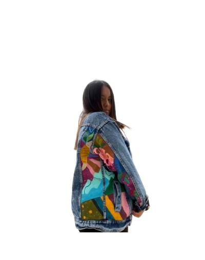 Chaqueta de jean pintada a mano