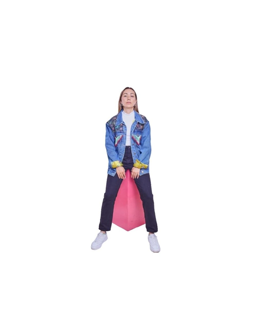 Chaqueta de jean pintada a mano