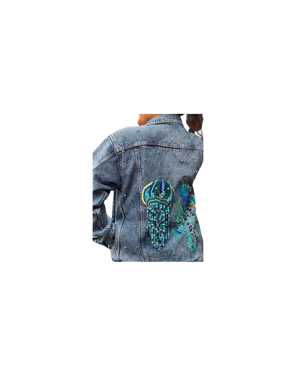 Chaqueta de jean pintada a mano