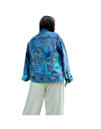 Chaqueta de jean pintada a mano