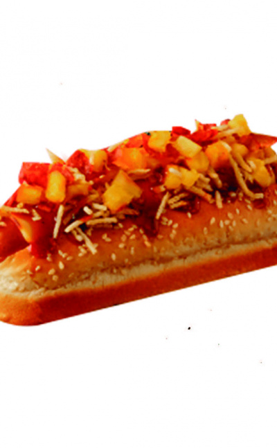Hot dog gourmet super grande bbq pork