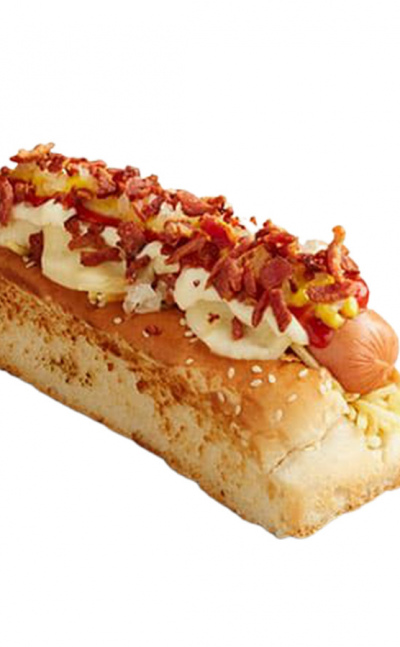 Hot dog gourmet super grande swiss tocineta