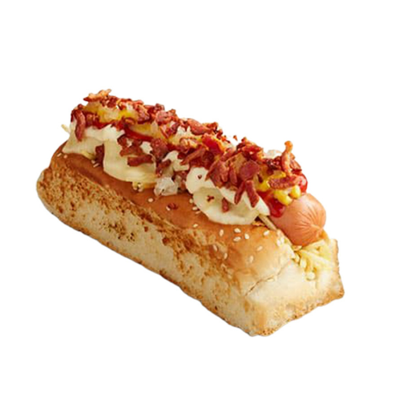 Hot dog gourmet super grande swiss tocineta
