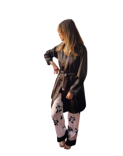 kimono  Satin  Negro