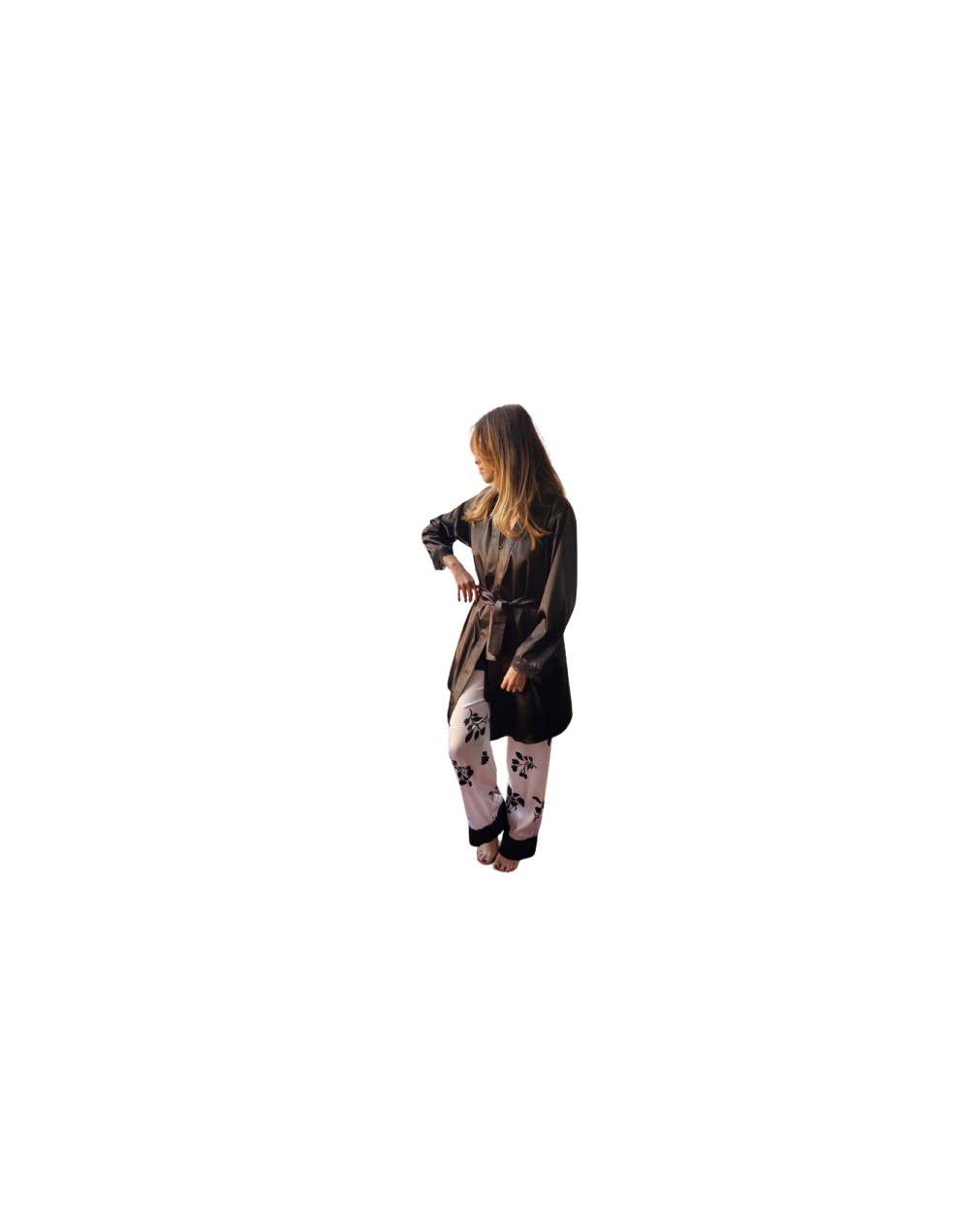 kimono  Satin  Negro