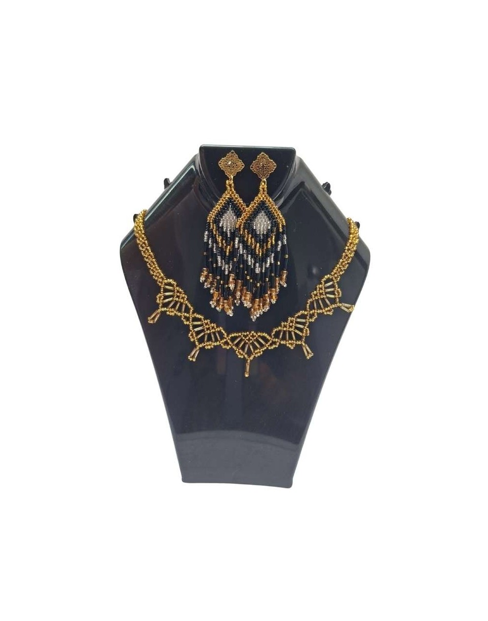 Collar mostacilla sueño dorado