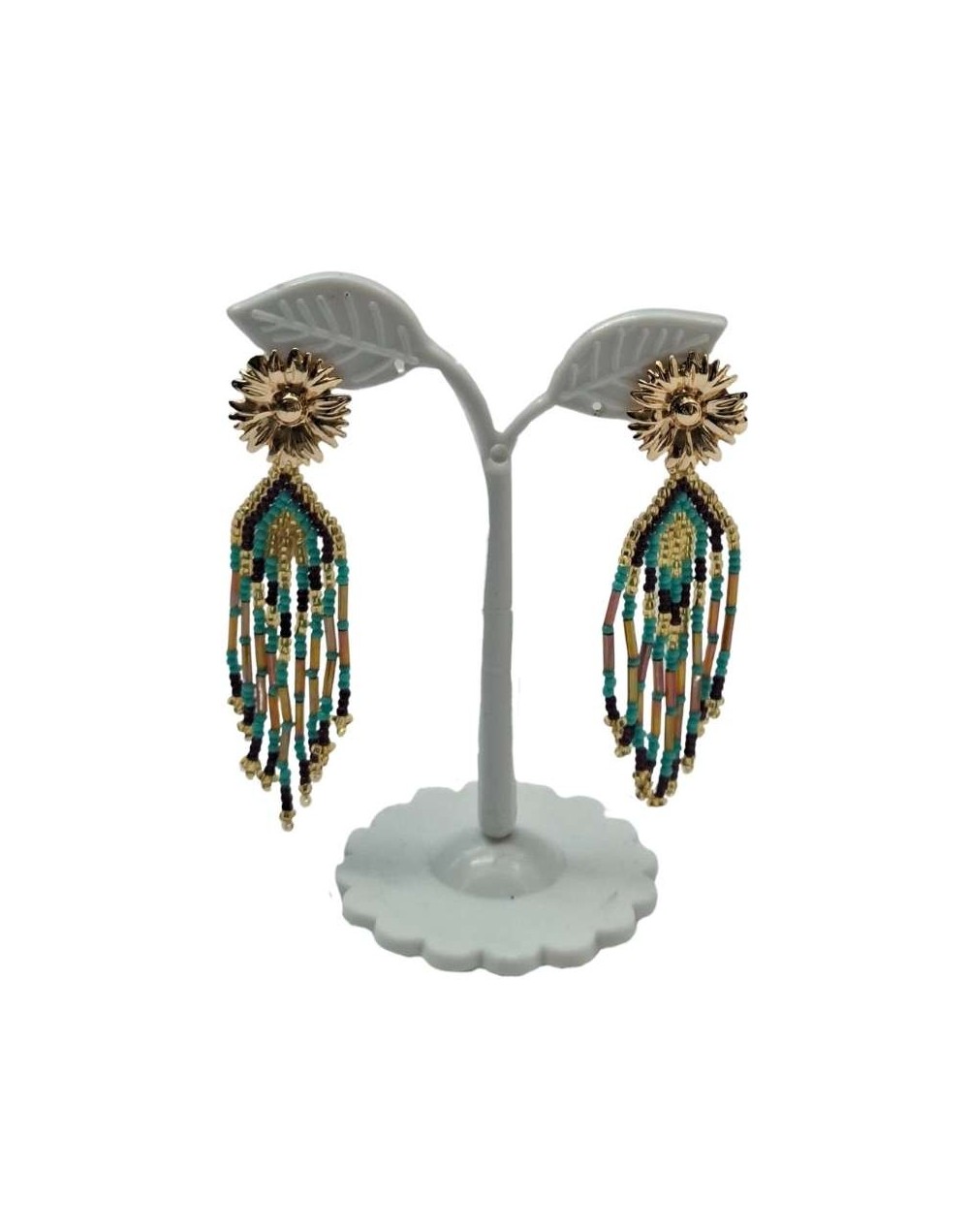 Aretes maxi mostacilla verde limon