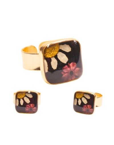 Anillos Cuadrados Medianos Flores