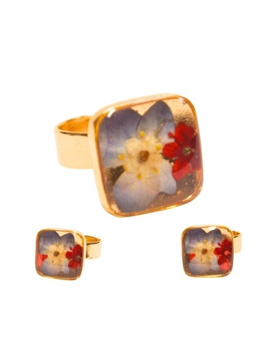 Anillos Cuadrados Medianos Flores