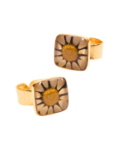 Anillos Cuadrados Medianos Flores