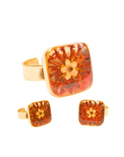 Anillos Cuadrados Medianos Flores