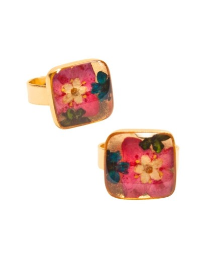 Anillos Cuadrados Medianos Flores