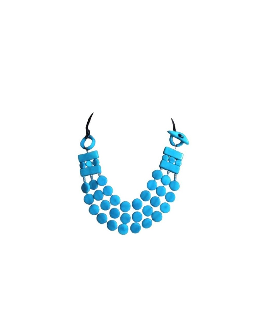 Collar Azul  elaborado en marfil vegetal (Tagua)