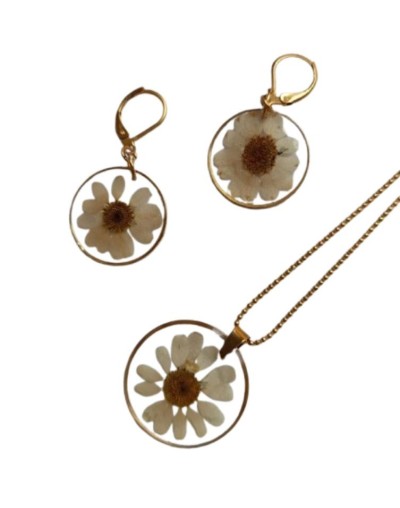 set de collar y aretes manzanilla 