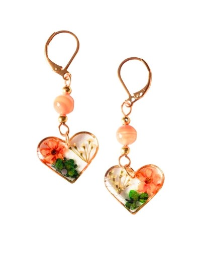 Aretes Corazón Flores