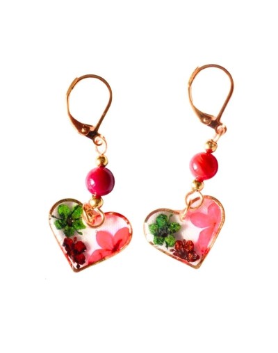 Aretes Corazón Flores