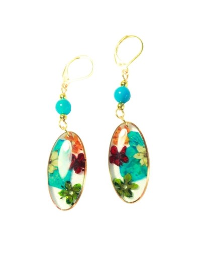 Aretes Ovalo Flores