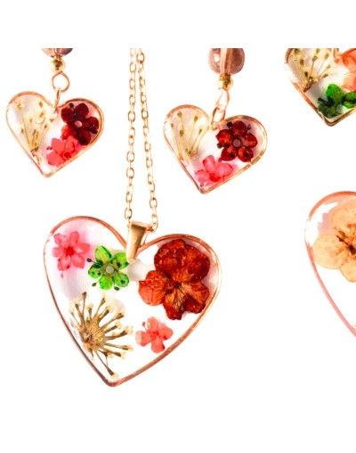 Collar Corazón y Aretes