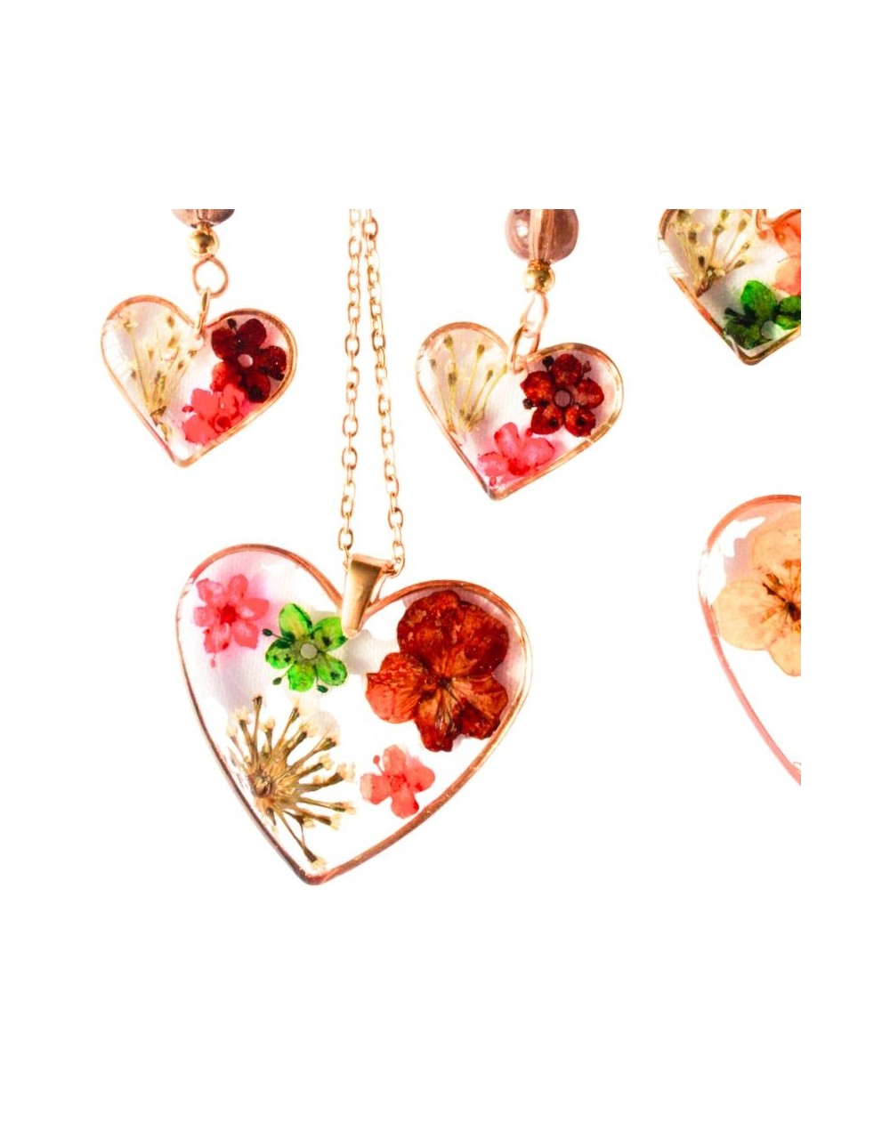 Collar Corazón y Aretes