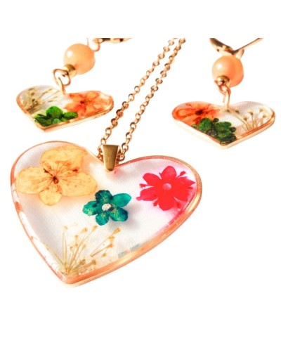 Collar Corazón y Aretes