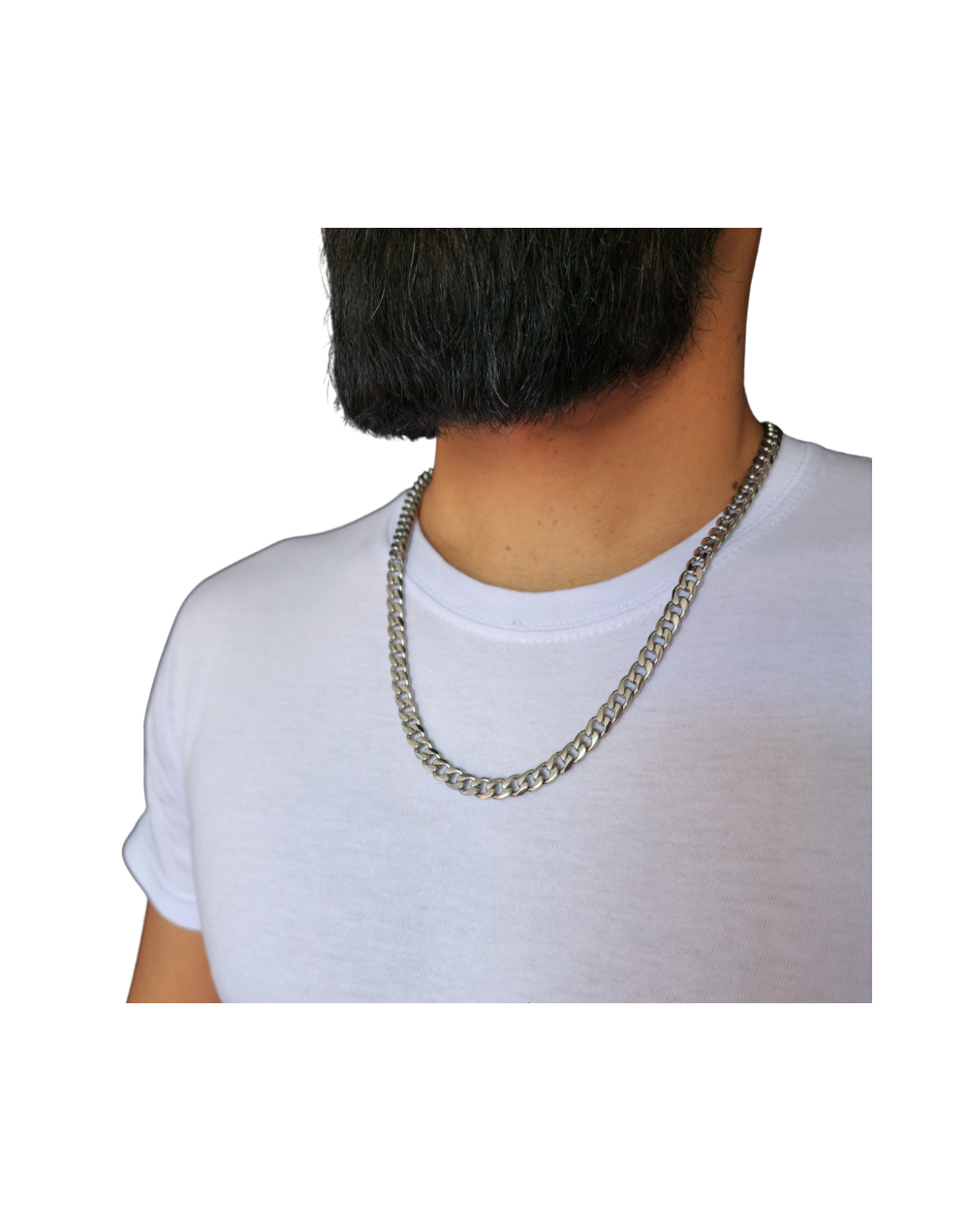 Cadena Cubana Grande Plateada