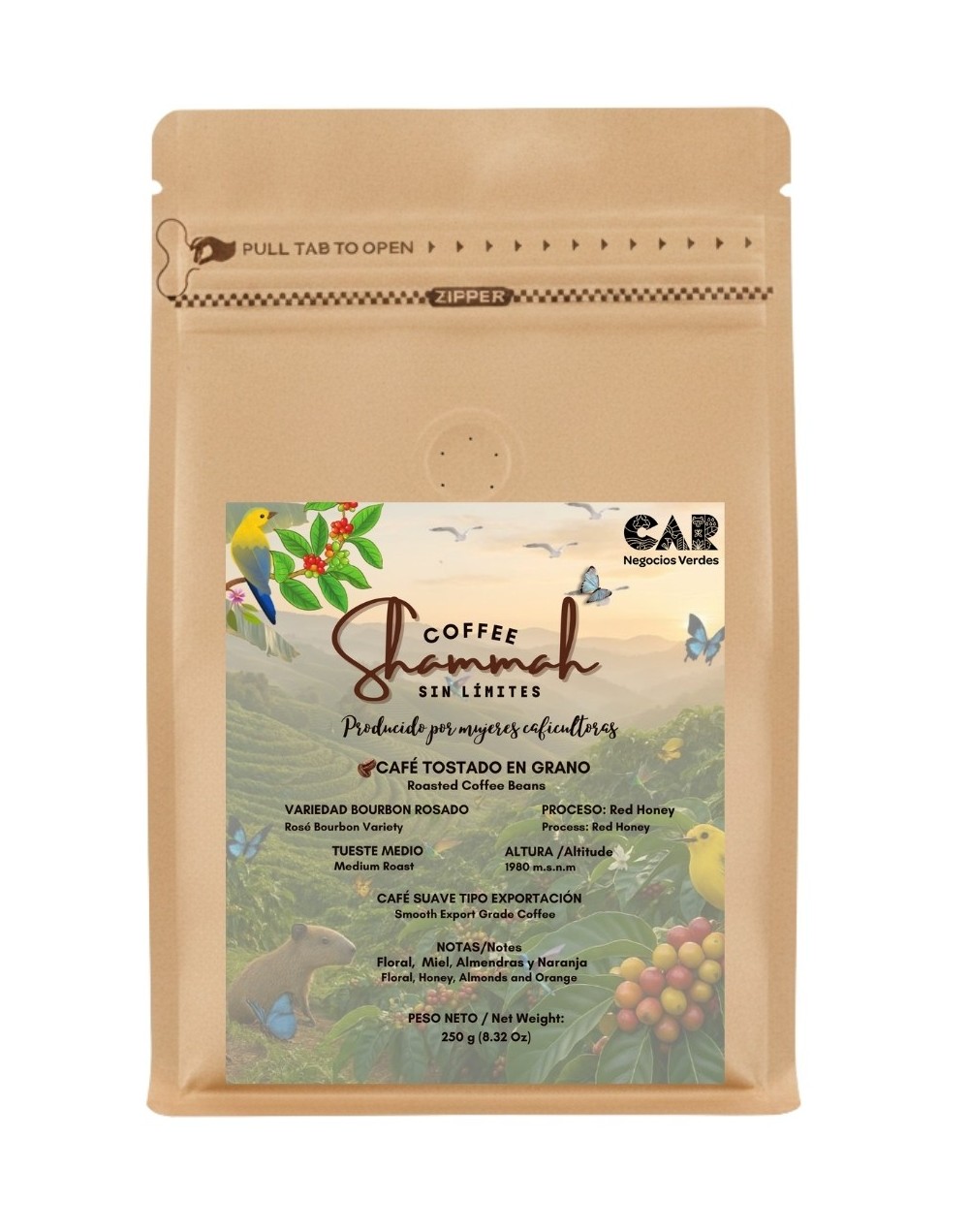 Café Tostado en Grano Variedad Bourbon Rosado