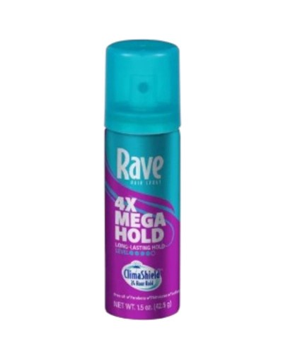 RAVE HAIR SPRAY 4X MEGA HOLD LACA PARA VIAJE