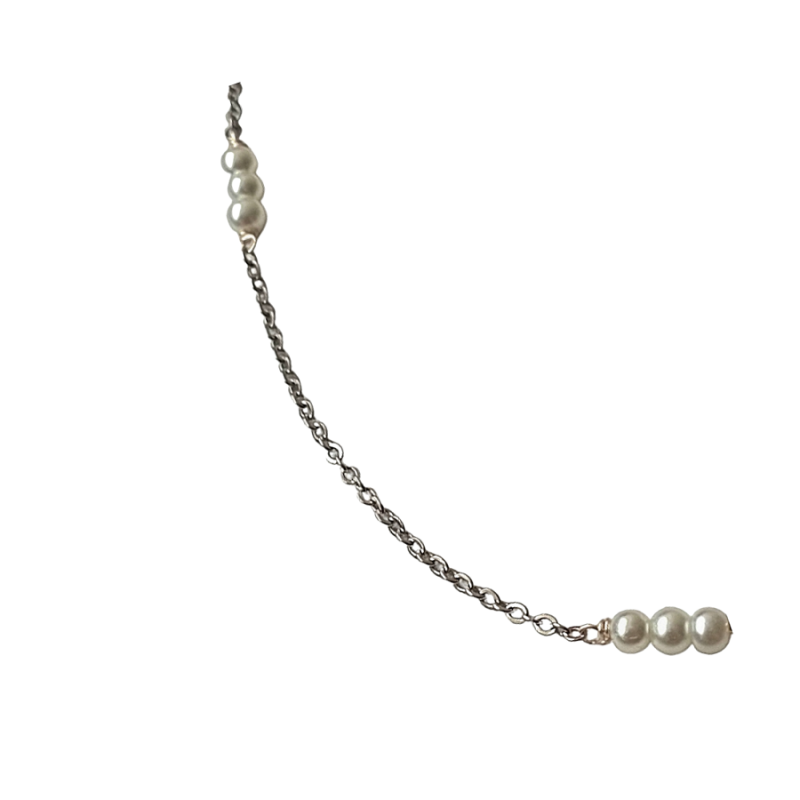 Collar triple perla silver