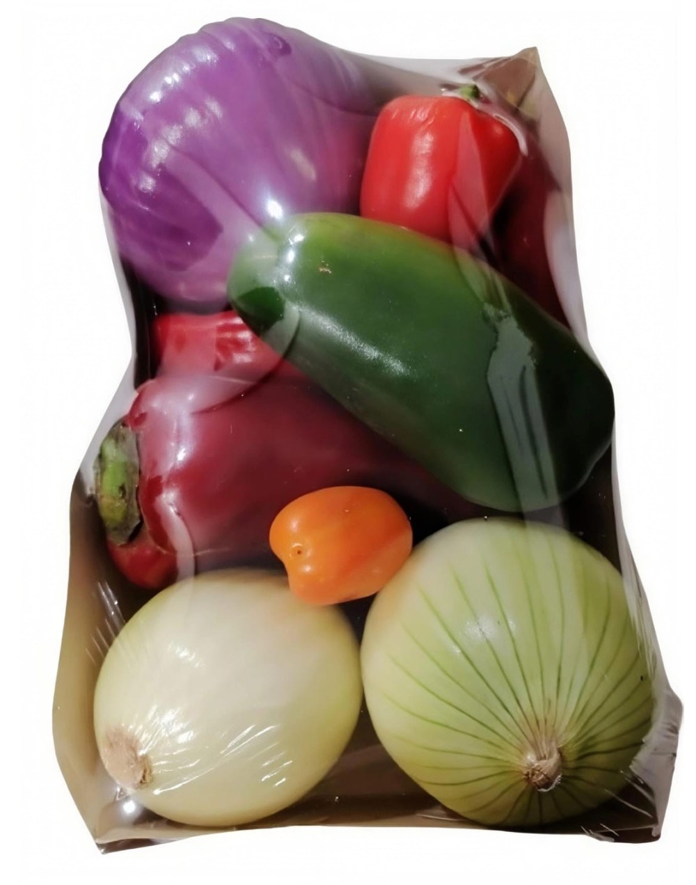 Mix  cebolla roja, blanca y pimentón de colores x 500 gramos