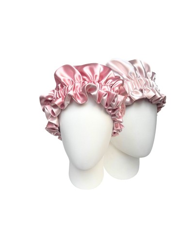 Gorro para dormir satín rosado con rosado claro