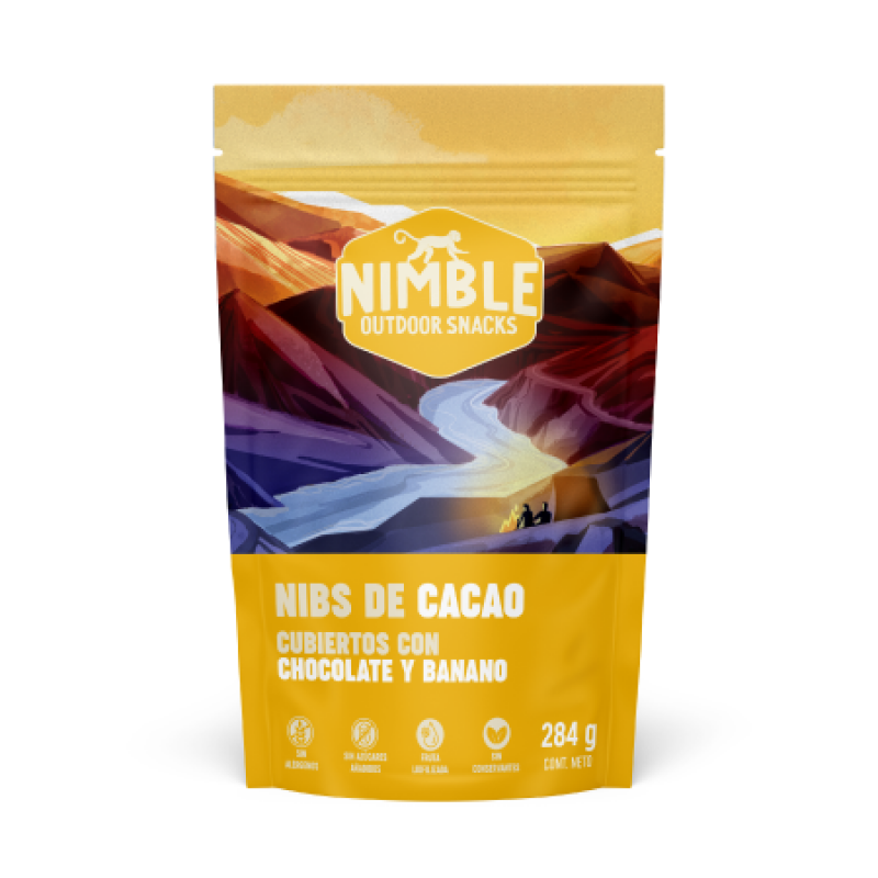Nibs de cacao con chocolate y banano bolsa 284g
