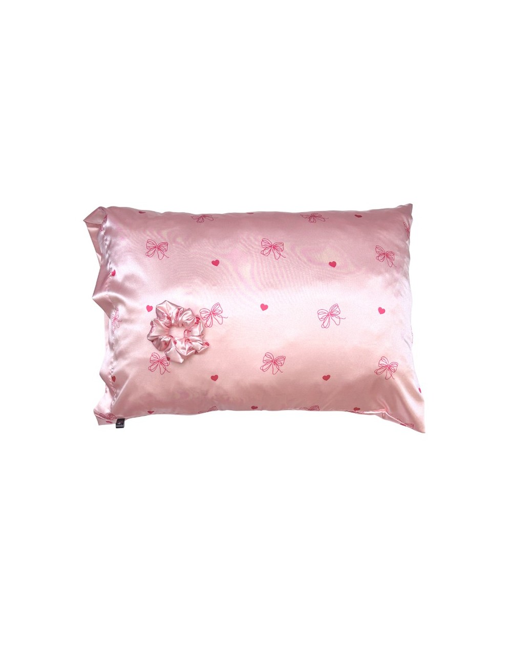 Funda para almohada en satín moños rosado