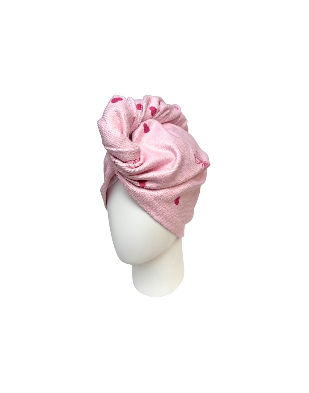 Toalla para el cabello microfibra moños rosado