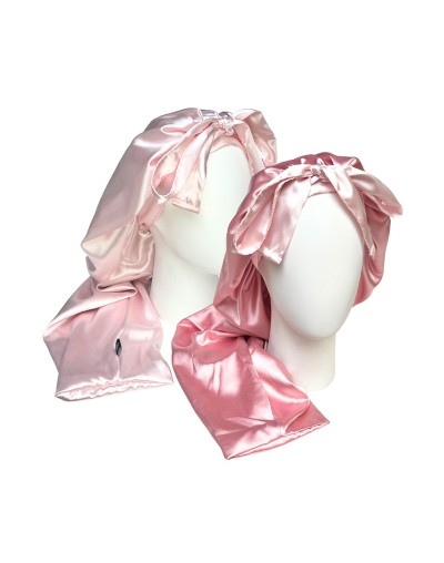 Gorro para dormir largo satín rosado