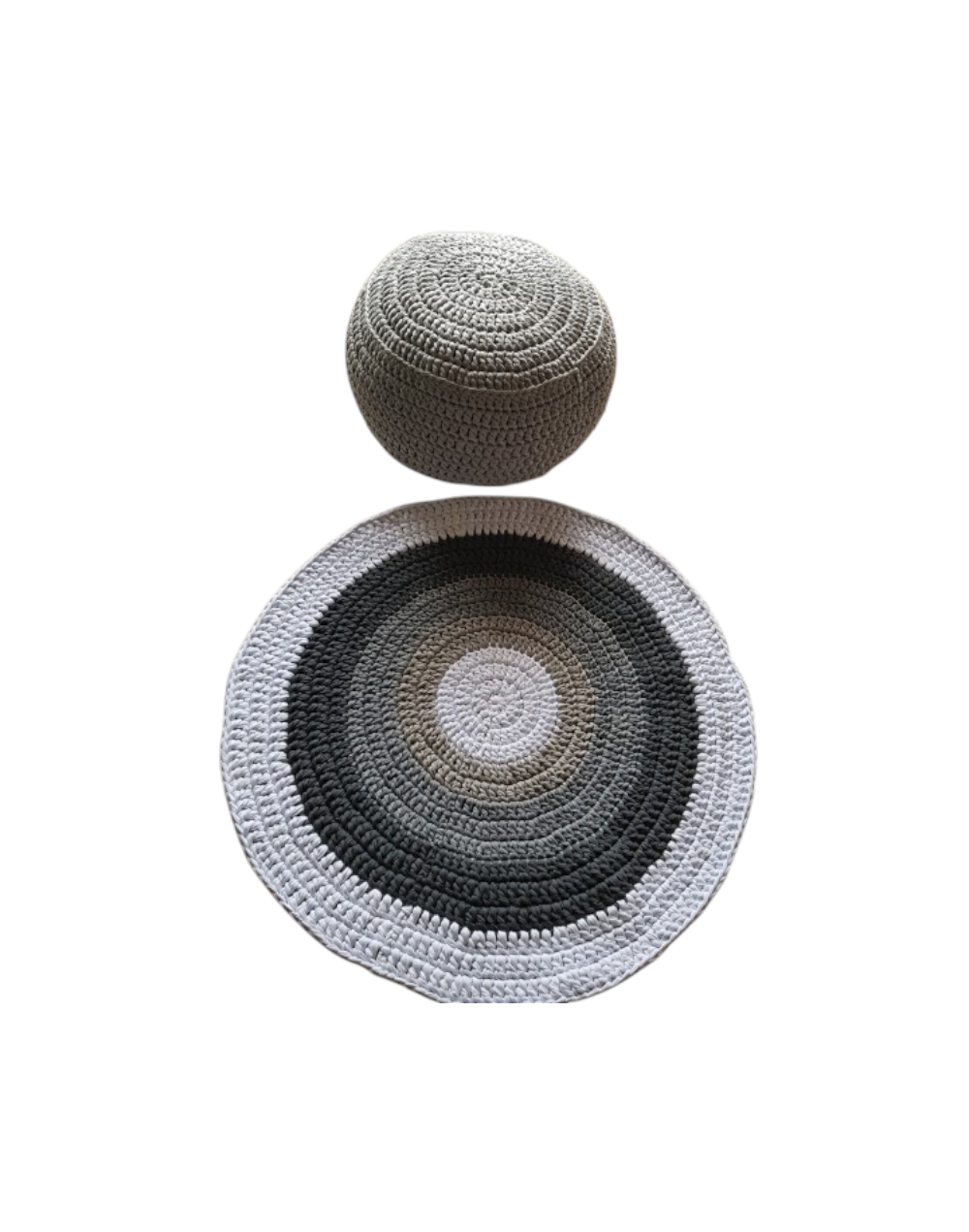 Conjunto de tapete y puff