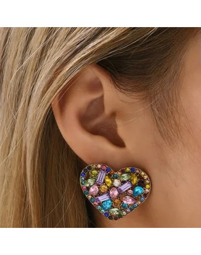 Arete corazón piedras de colores