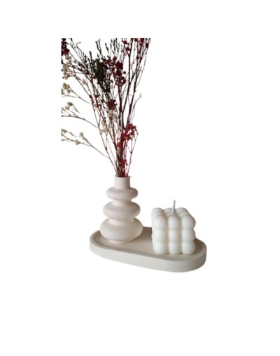 Set Decorativo Bandeja, Jarrón y Vela aromatizada Seasons Art Studio